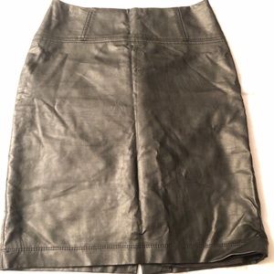 High waisted black leather skirt